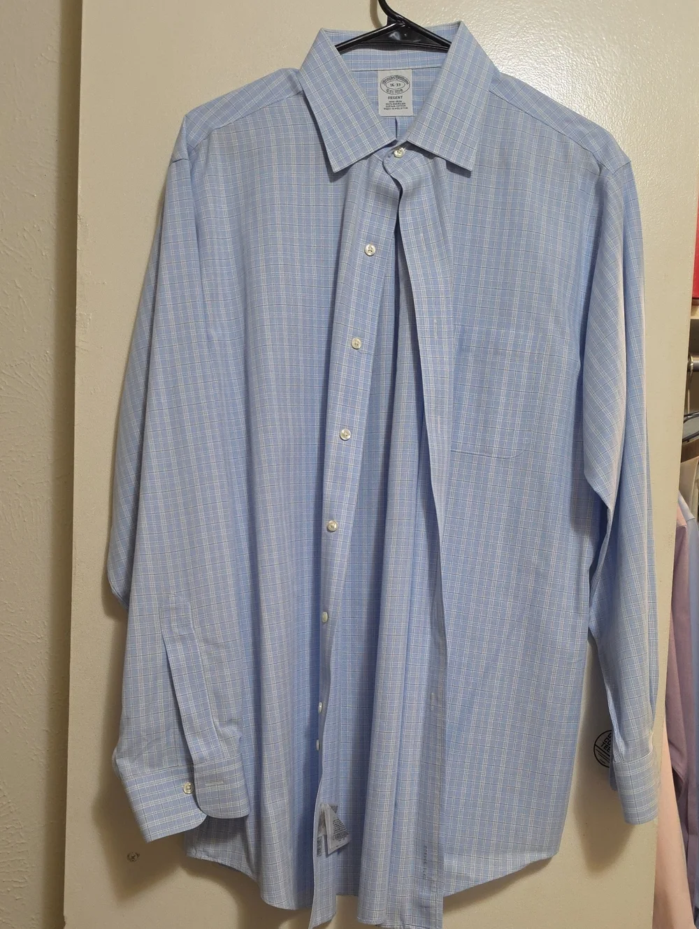 Brooks Brothers Regent Light Blue Checked Dress Shirt 16-33 - Picture 1 of 5